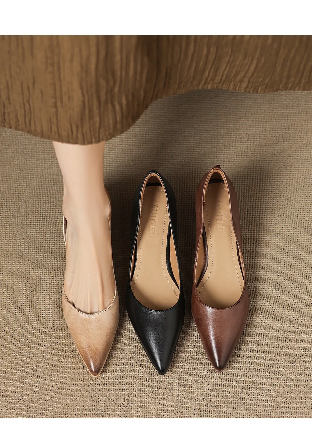 Early spring slip-on high heels, soft pointed toes, elegant and stylish women's shoes