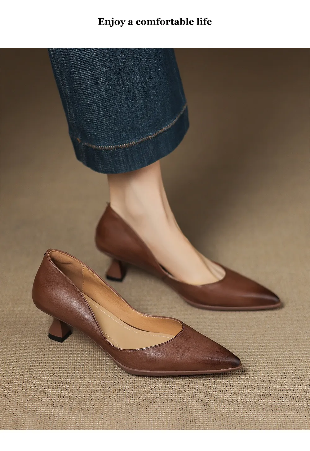 Early spring slip-on high heels, soft pointed toes, elegant and stylish women's shoes