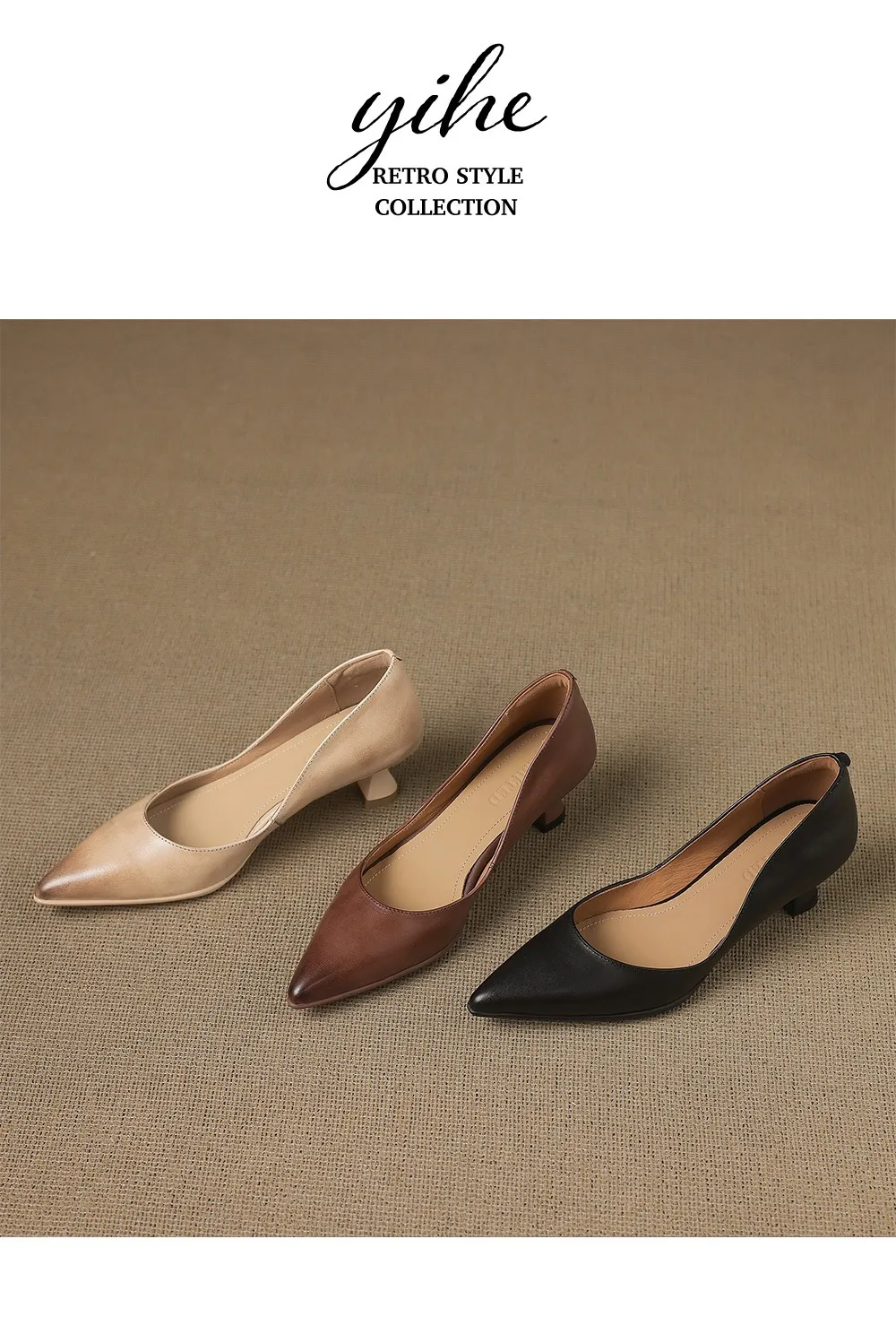 Early spring slip-on high heels, soft pointed toes, elegant and stylish women's shoes