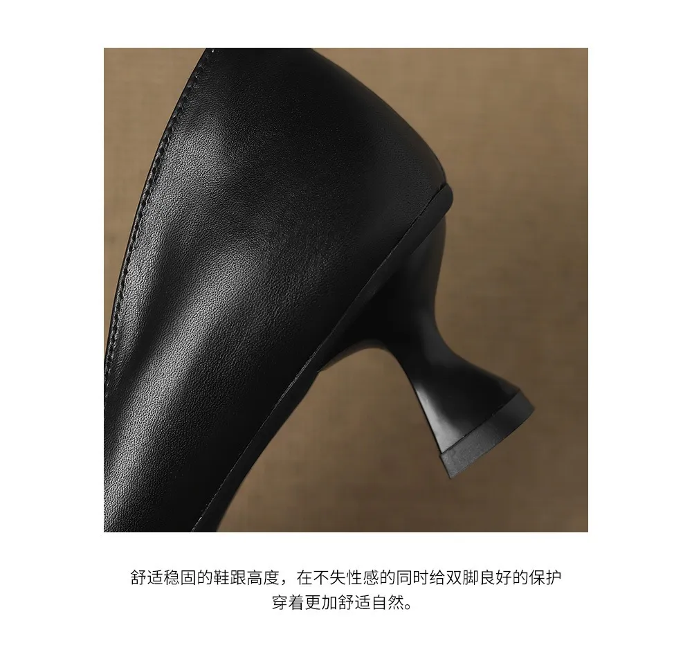 Early spring slip-on high heels, soft pointed toes, elegant and stylish women's shoes