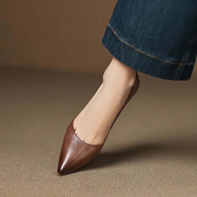 Early spring slip-on high heels, soft pointed toes, elegant and stylish women's shoes