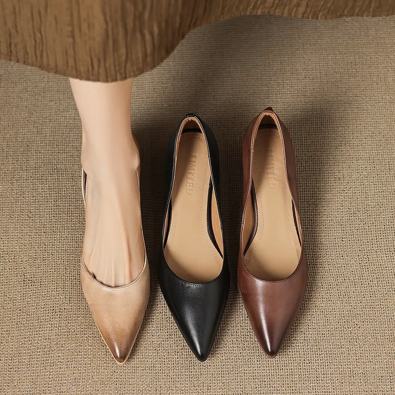 Early spring slip-on high heels, soft pointed toes, elegant and stylish women's shoes