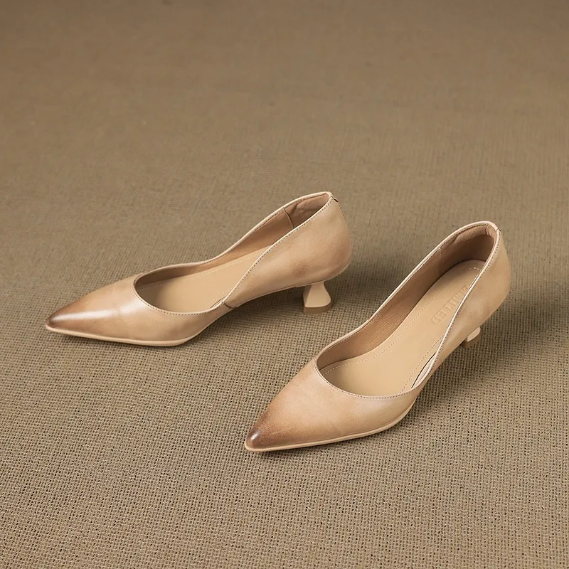 Early spring slip-on high heels, soft pointed toes, elegant and stylish women's shoes