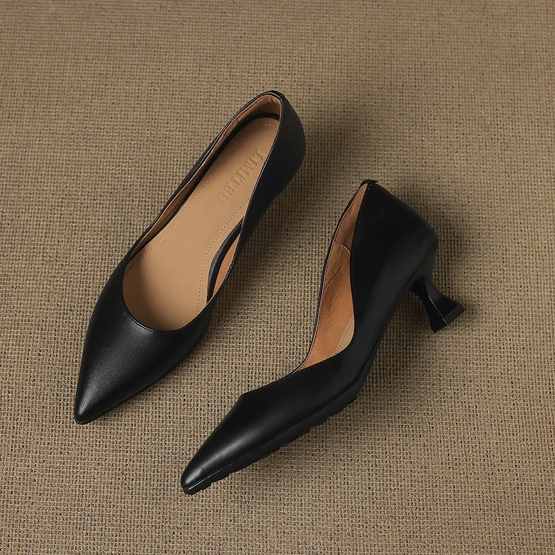 Early spring slip-on high heels, soft pointed toes, elegant and stylish women's shoes
