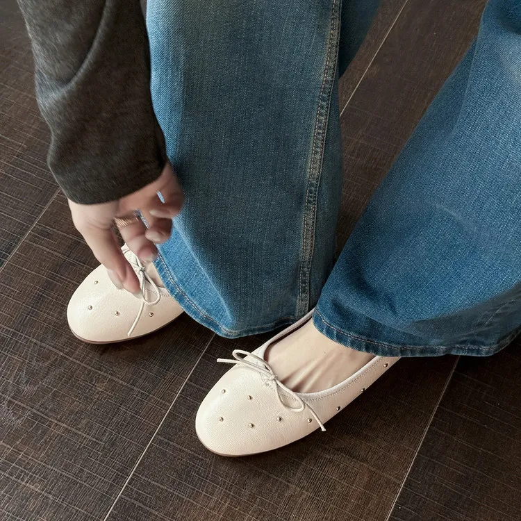 Early Spring Round Toe Low Heel Flat Sheepskin Comfortable Fashion Women's Shoes 1-29t