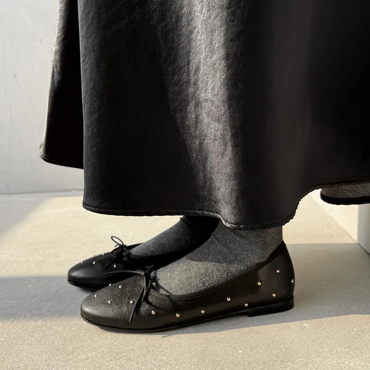 Early Spring Round Toe Low Heel Flat Sheepskin Comfortable Fashion Women's Shoes 1-29t
