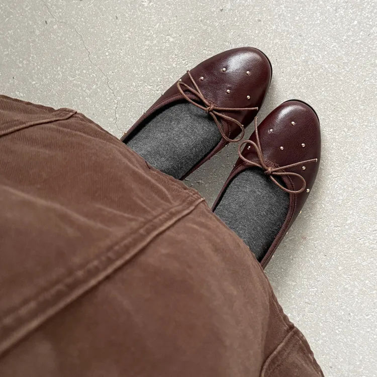 Early Spring Round Toe Low Heel Flat Sheepskin Comfortable Fashion Women's Shoes 1-29t