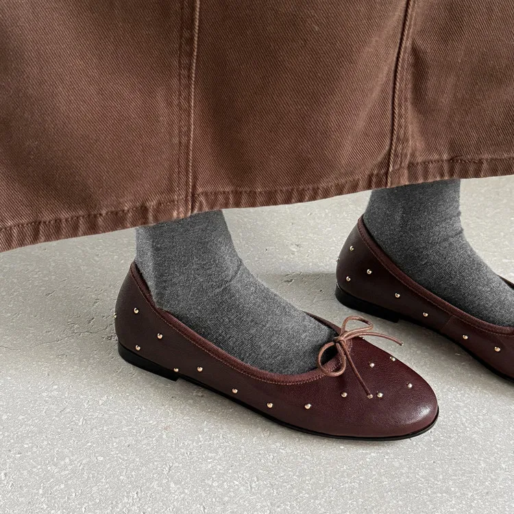 Early Spring Round Toe Low Heel Flat Sheepskin Comfortable Fashion Women's Shoes 1-29t