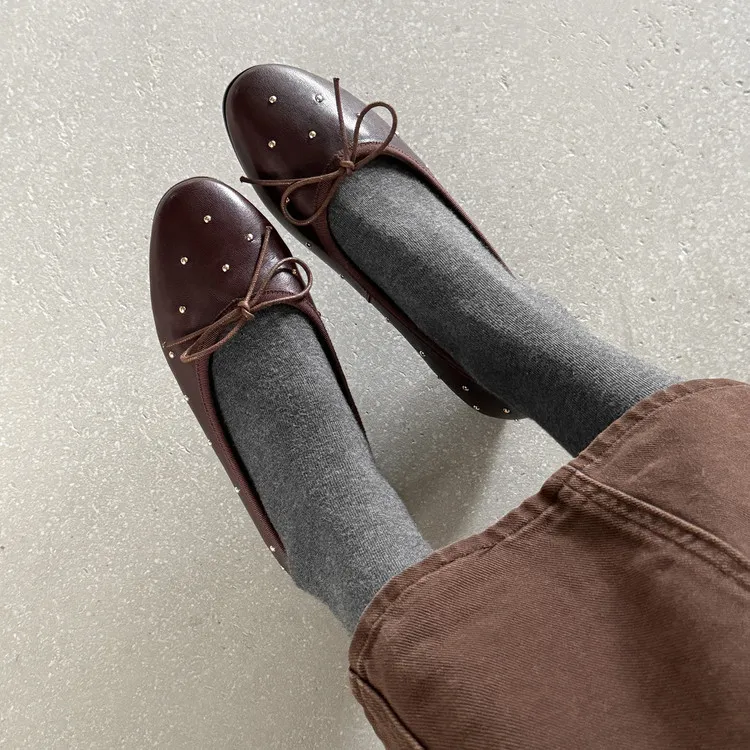 Early Spring Round Toe Low Heel Flat Sheepskin Comfortable Fashion Women's Shoes 1-29t