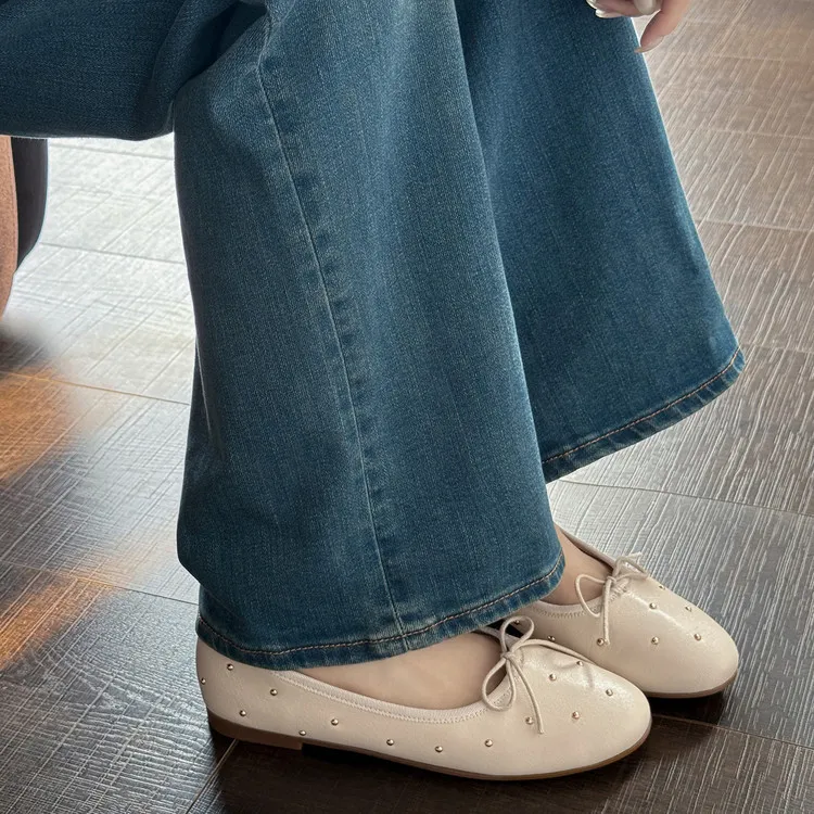 Early Spring Round Toe Low Heel Flat Sheepskin Comfortable Fashion Women's Shoes 1-29t