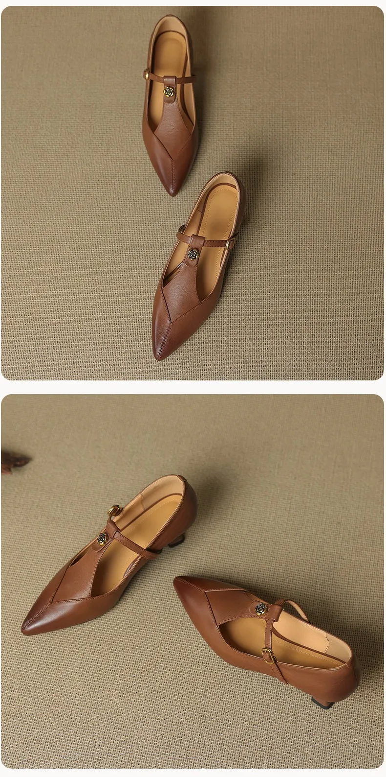 5cm high heel, elegant and simple women's shoes, spring style, pointed toe, buckle fashion shoes, 3 colors, T-strap single shoes