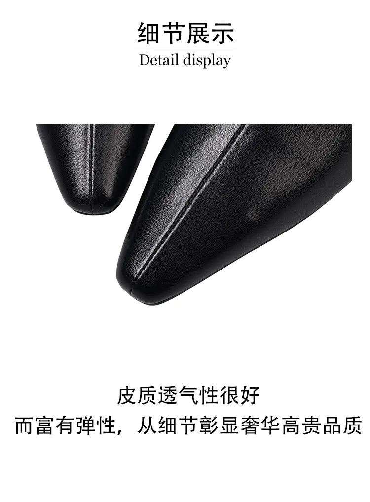 Early Spring Single Shoes, Square Toe, Chunky Heel, Slip-on, Cowhide Fashion Women's Shoes, 1-29s