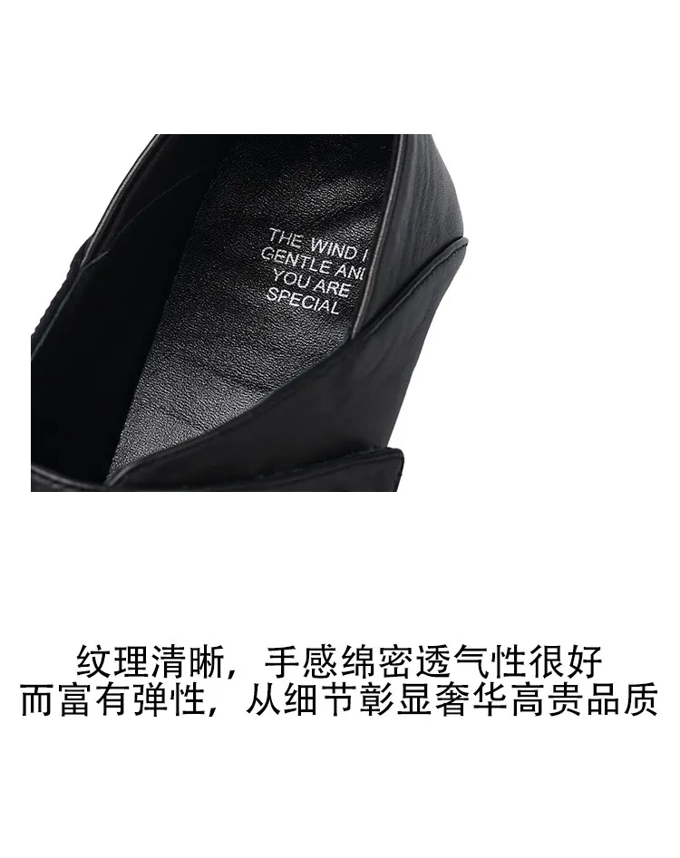 Early Spring Single Shoes, Square Toe, Chunky Heel, Slip-on, Cowhide Fashion Women's Shoes, 1-29s