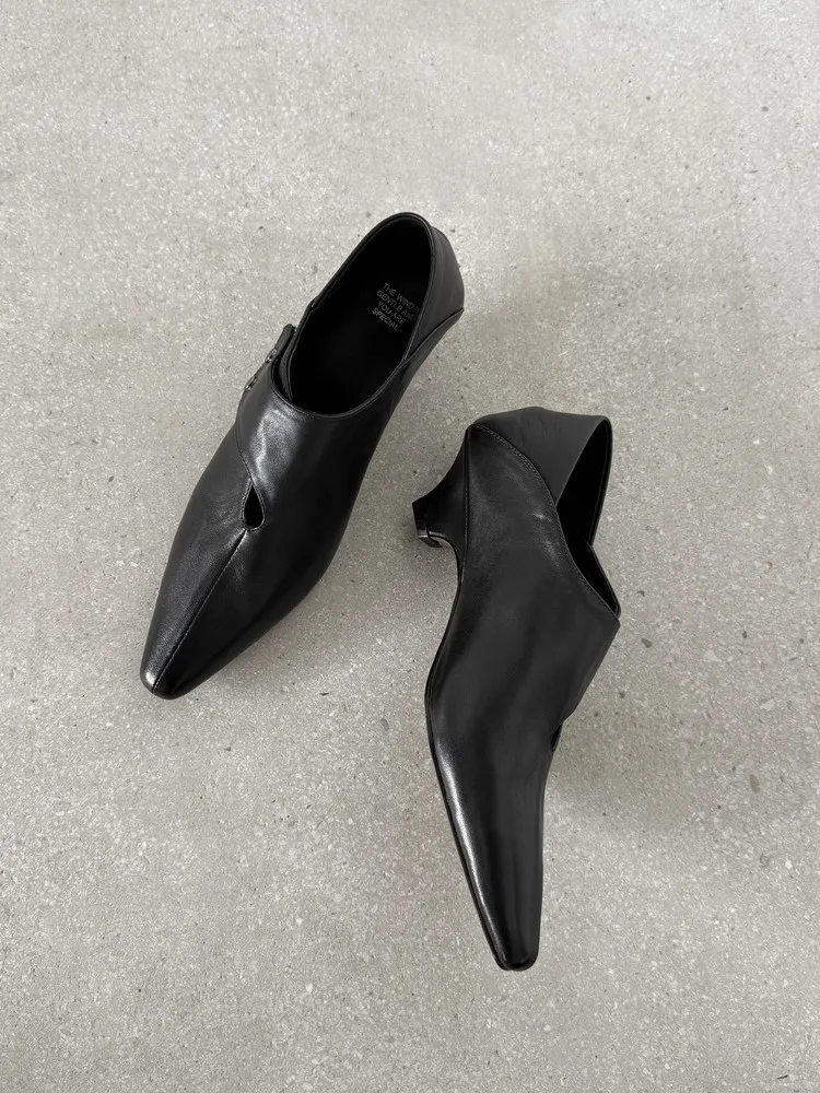 Early Spring Single Shoes, Square Toe, Chunky Heel, Slip-on, Cowhide Fashion Women's Shoes, 1-29s