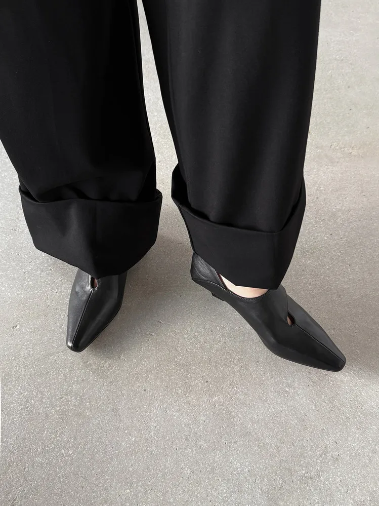 Early Spring Single Shoes, Square Toe, Chunky Heel, Slip-on, Cowhide Fashion Women's Shoes, 1-29s