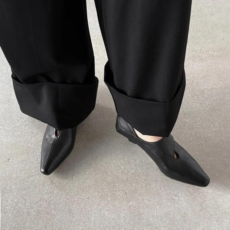Early Spring Single Shoes, Square Toe, Chunky Heel, Slip-on, Cowhide Fashion Women's Shoes, 1-29s