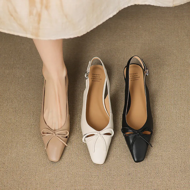 Fashionable summer sandals, early spring single shoes, square toe, bow-knot wedge heel, sheepskin fashion women's shoes 1-29q