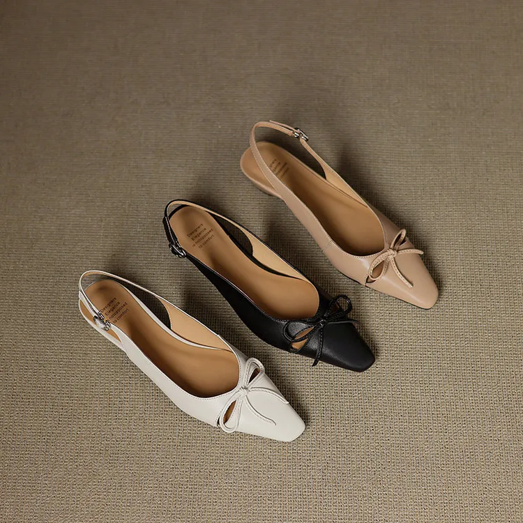 Fashionable summer sandals, early spring single shoes, square toe, bow-knot wedge heel, sheepskin fashion women's shoes 1-29q