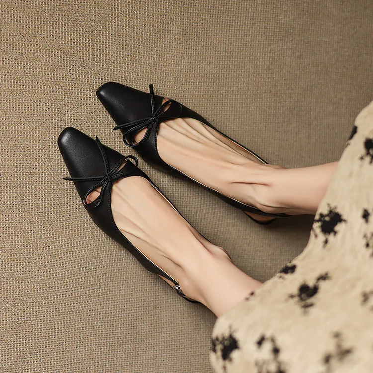 Fashionable summer sandals, early spring single shoes, square toe, bow-knot wedge heel, sheepskin fashion women's shoes 1-29q