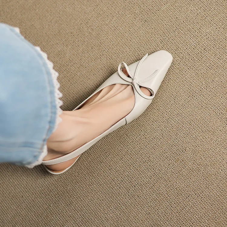 Fashionable summer sandals, early spring single shoes, square toe, bow-knot wedge heel, sheepskin fashion women's shoes 1-29q