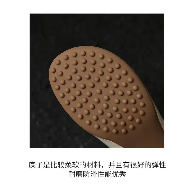 Early Spring Round Toe Chunky Heel High-Heel Cowhide Comfortable Women's Shoes 2-27c