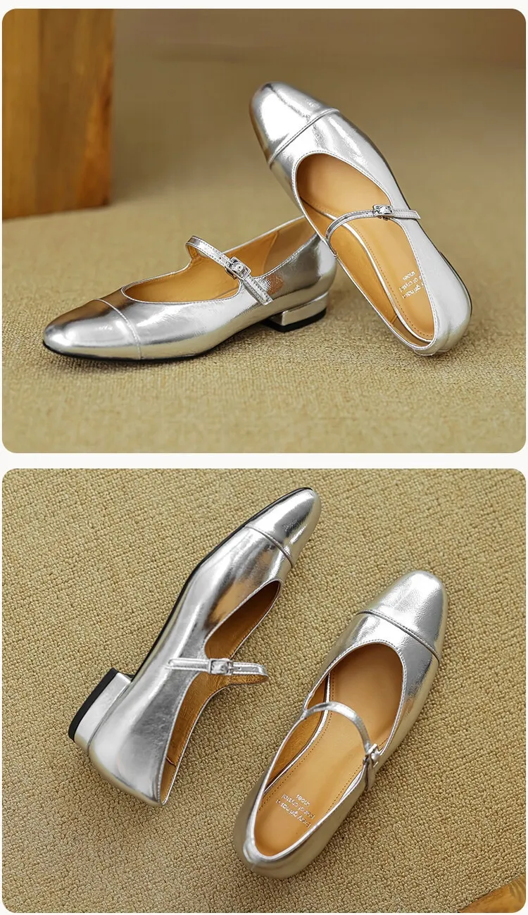 Early spring/summer single shoes, round toe, color-blocked, chunky heel, low heel, Mary Jane style, low-cut women's shoes