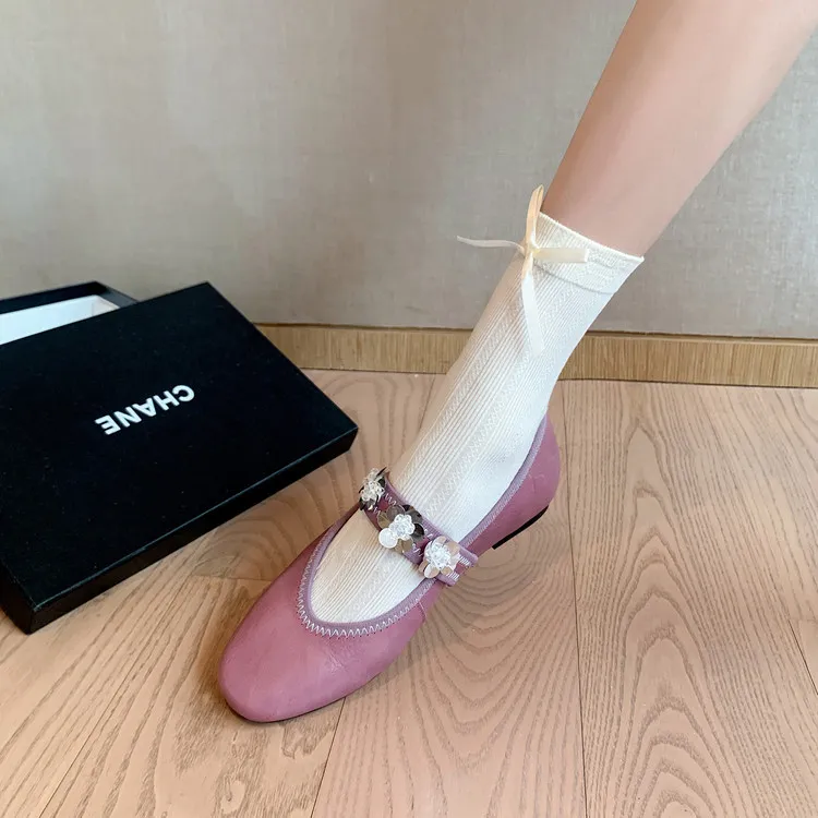 Early spring single-toe slip-on cowhide fashion solid color cowhide women's shoes 2-10d