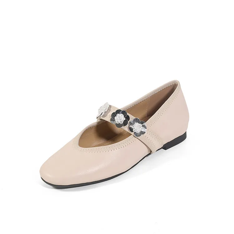 Early spring single-toe slip-on cowhide fashion solid color cowhide women's shoes 2-10d