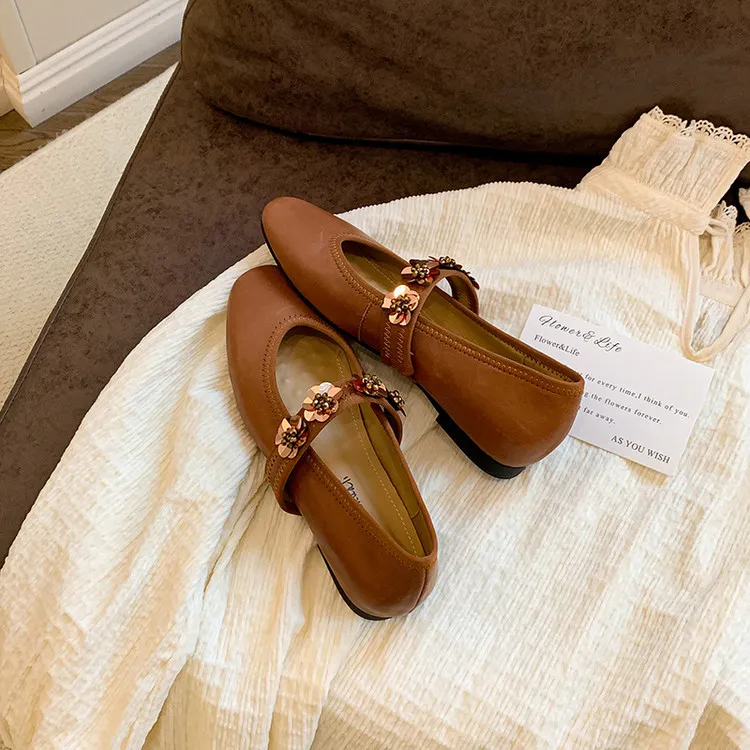 Early spring single-toe slip-on cowhide fashion solid color cowhide women's shoes 2-10d