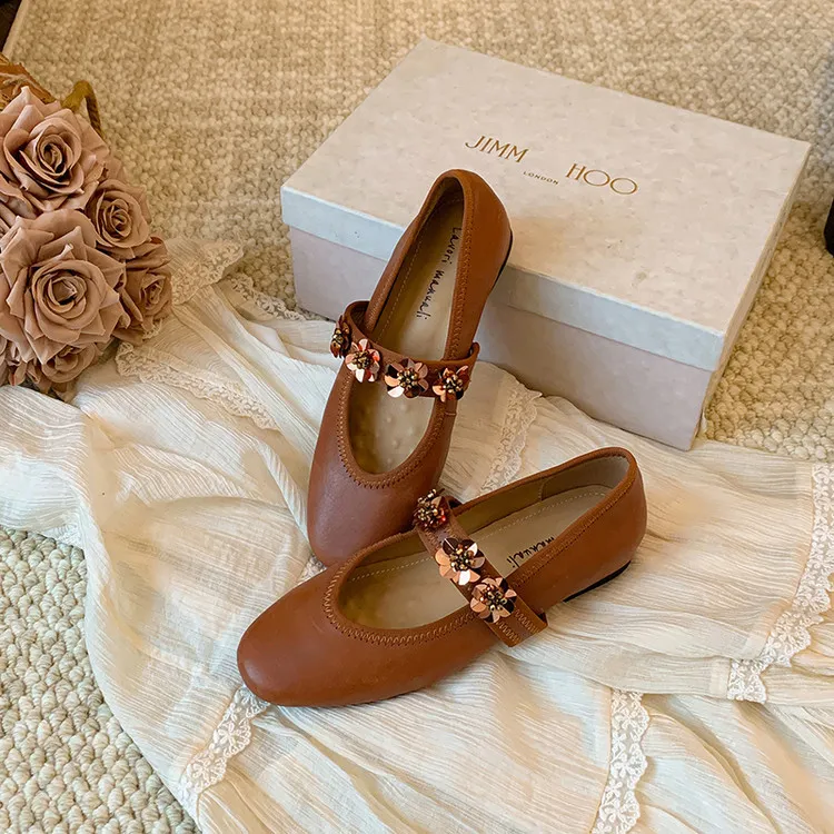 Early spring single-toe slip-on cowhide fashion solid color cowhide women's shoes 2-10d