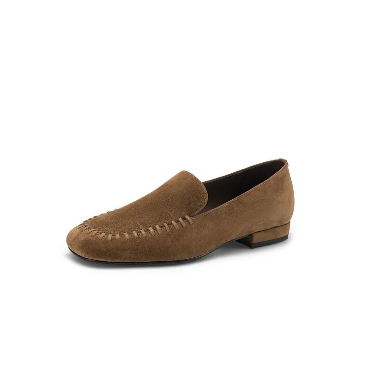 Early spring slip-on chunky heel low-heeled cowhide fashion minimalist women's shoes 3-3k
