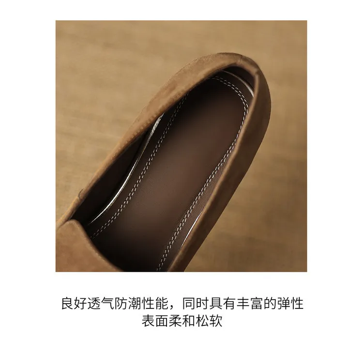 Early spring slip-on chunky heel low-heeled cowhide fashion minimalist women's shoes 3-3k