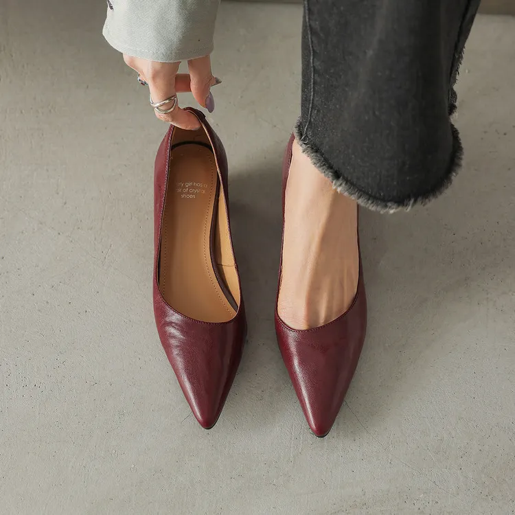 Early Spring Single Shoes Pointed Toe Wedge Heel Slip-on High Heel Fashion Women's Shoes 2-10m Style