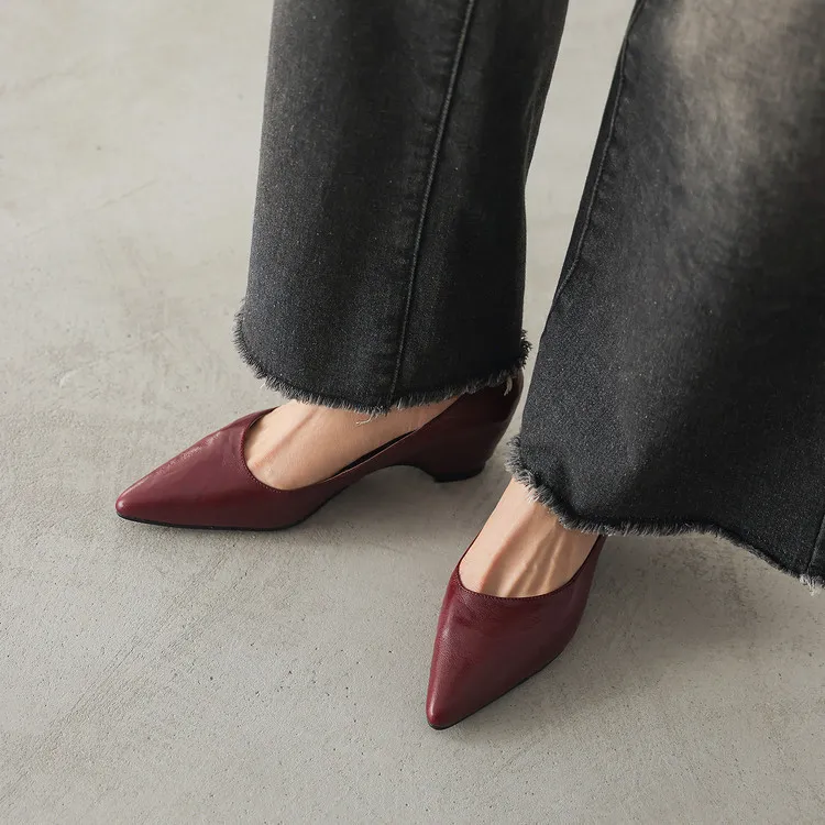 Early Spring Single Shoes Pointed Toe Wedge Heel Slip-on High Heel Fashion Women's Shoes 2-10m Style