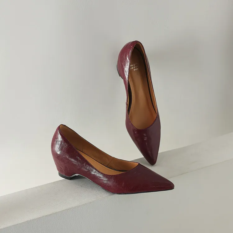 Early Spring Single Shoes Pointed Toe Wedge Heel Slip-on High Heel Fashion Women's Shoes 2-10m Style