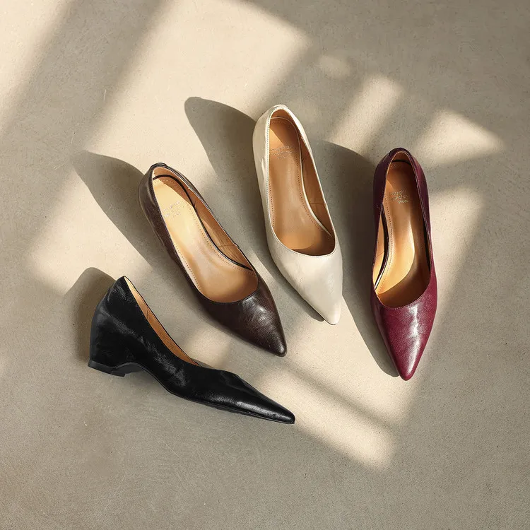 Early Spring Single Shoes Pointed Toe Wedge Heel Slip-on High Heel Fashion Women's Shoes 2-10m Style