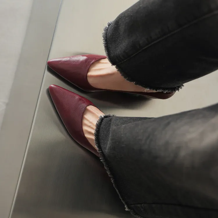 Early Spring Single Shoes Pointed Toe Wedge Heel Slip-on High Heel Fashion Women's Shoes 2-10m Style