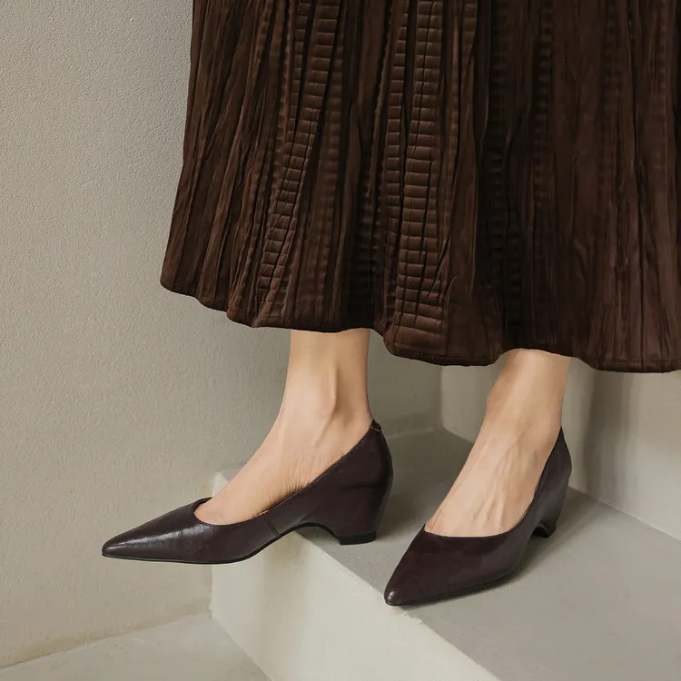 Early Spring Single Shoes Pointed Toe Wedge Heel Slip-on High Heel Fashion Women's Shoes 2-10m Style