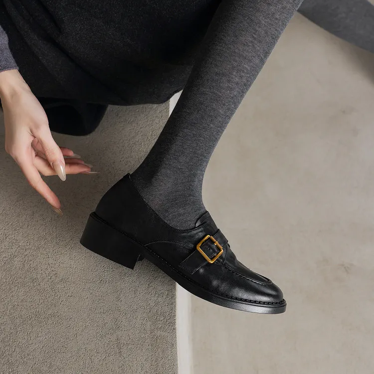 Early Spring Round Toe Slip-on Leather Women's Shoes (3-3L)