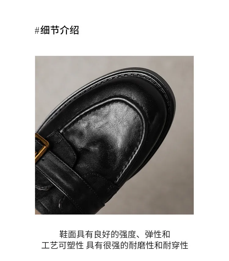 Early Spring Round Toe Slip-on Leather Women's Shoes (3-3L)