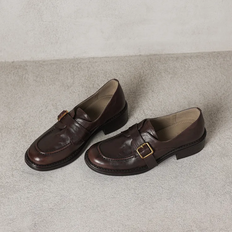 Early Spring Round Toe Slip-on Leather Women's Shoes (3-3L)
