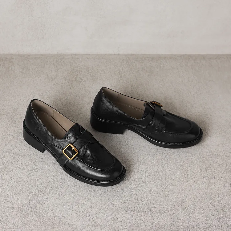 Early Spring Round Toe Slip-on Leather Women's Shoes (3-3L)