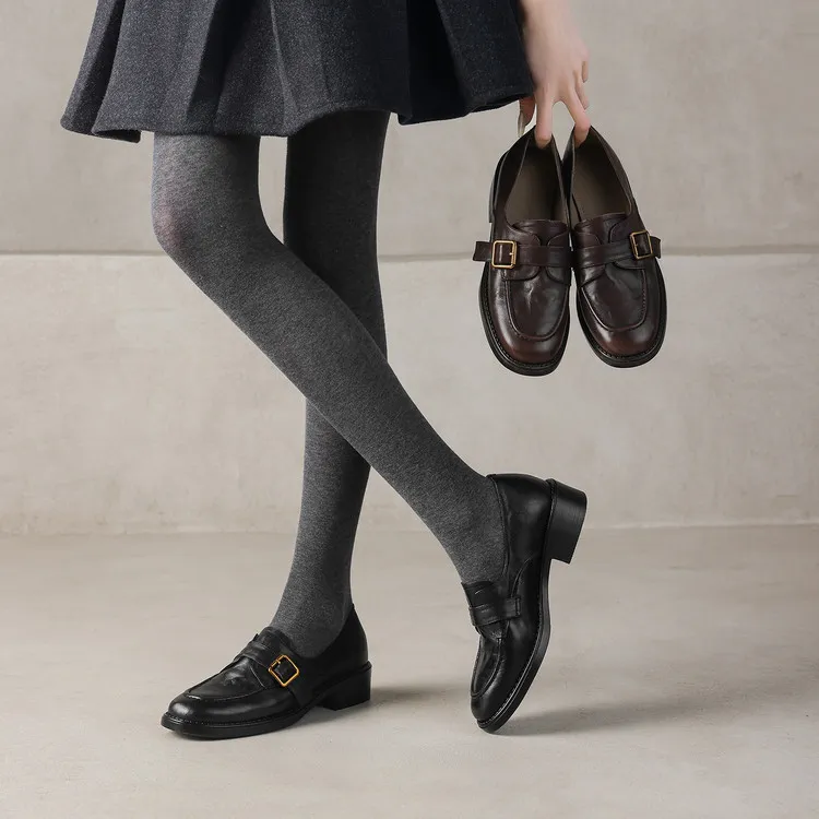 Early Spring Round Toe Slip-on Leather Women's Shoes (3-3L)