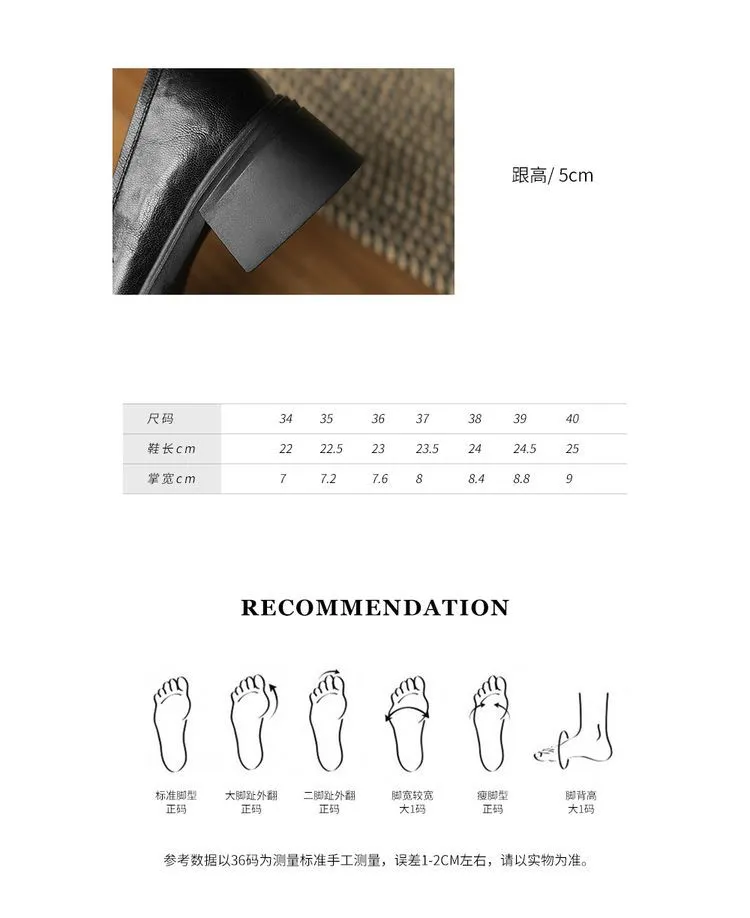 Spring women's slip-on shoes with round toe, thick sole, chunky heel, and slip-on design, sizes 2-27, plus size 40.41.