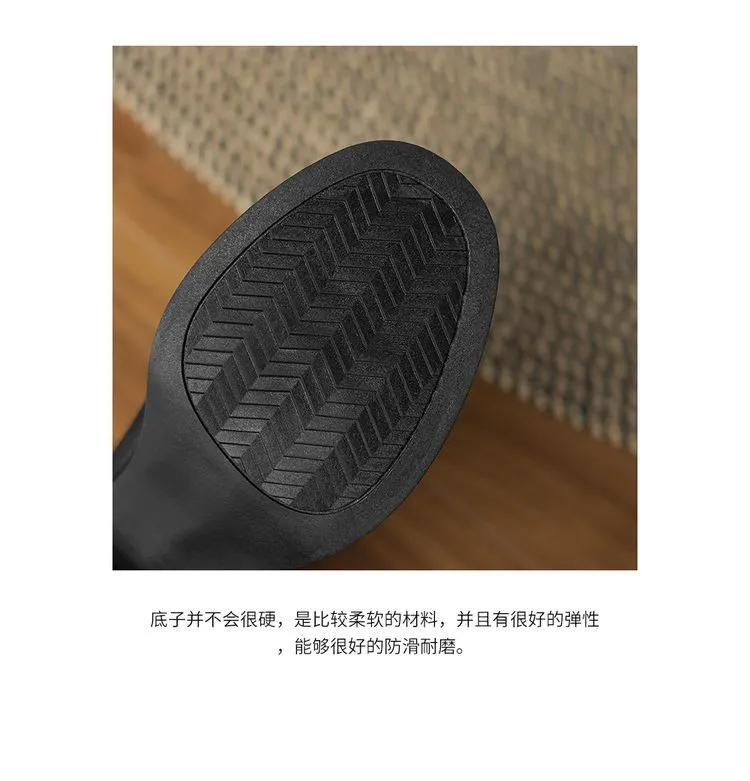 Spring women's slip-on shoes with round toe, thick sole, chunky heel, and slip-on design, sizes 2-27, plus size 40.41.