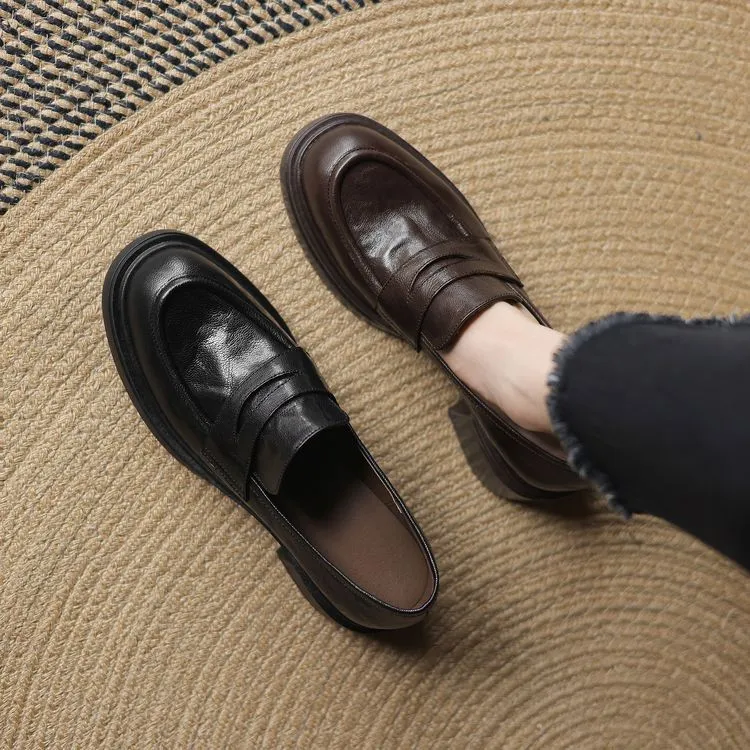 Spring women's slip-on shoes with round toe, thick sole, chunky heel, and slip-on design, sizes 2-27, plus size 40.41.