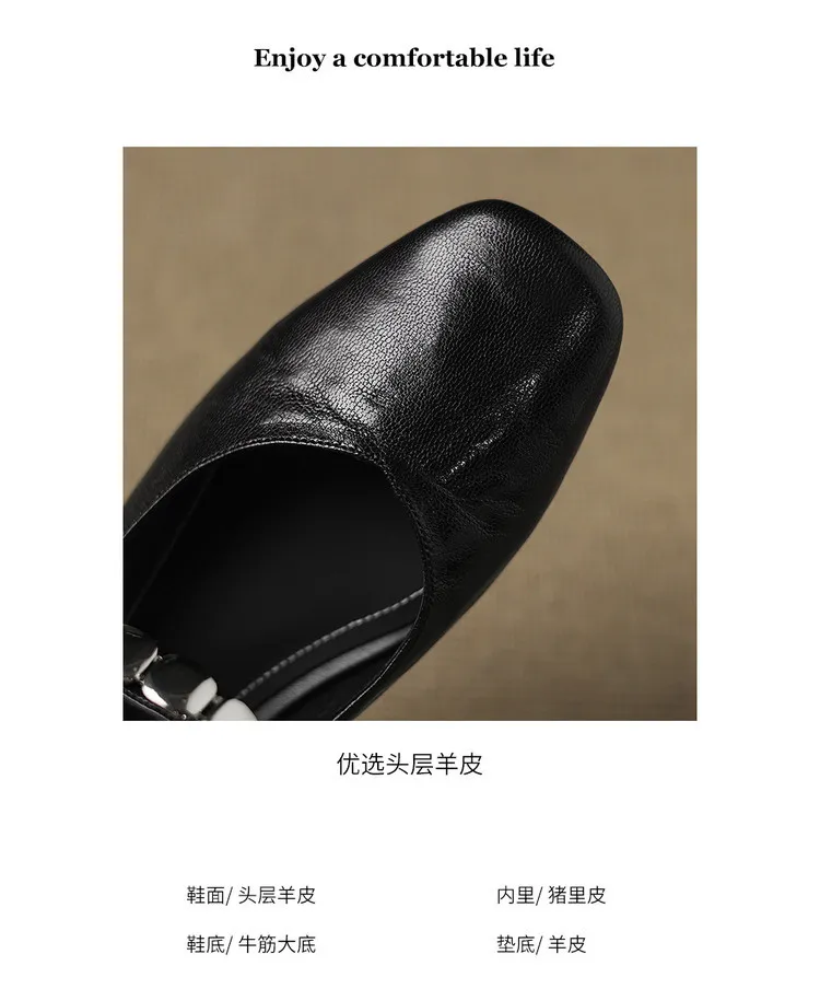 Early spring single shoes, square toe, chunky heel, low heel, comfortable Mary Jane women's shoes, 2-27k
