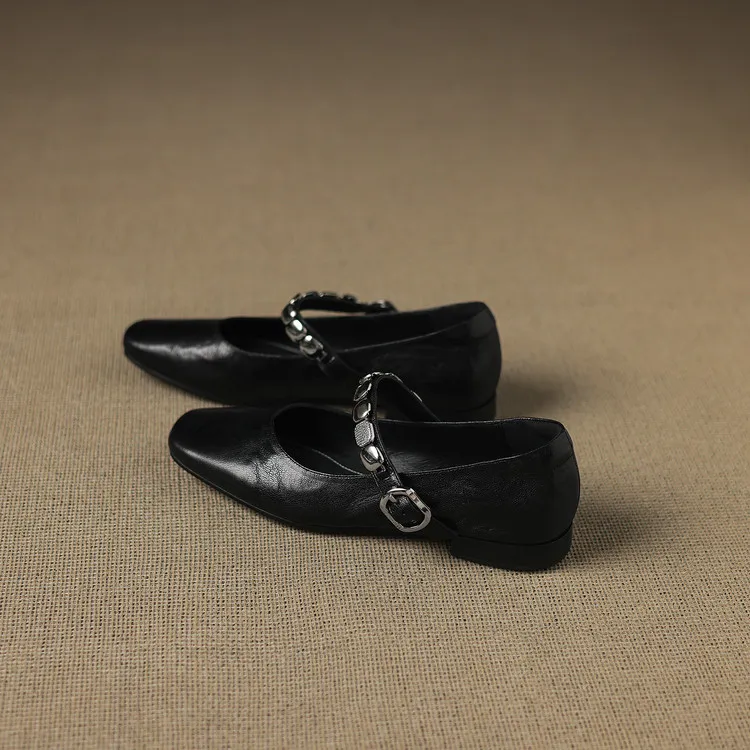 Early spring single shoes, square toe, chunky heel, low heel, comfortable Mary Jane women's shoes, 2-27k