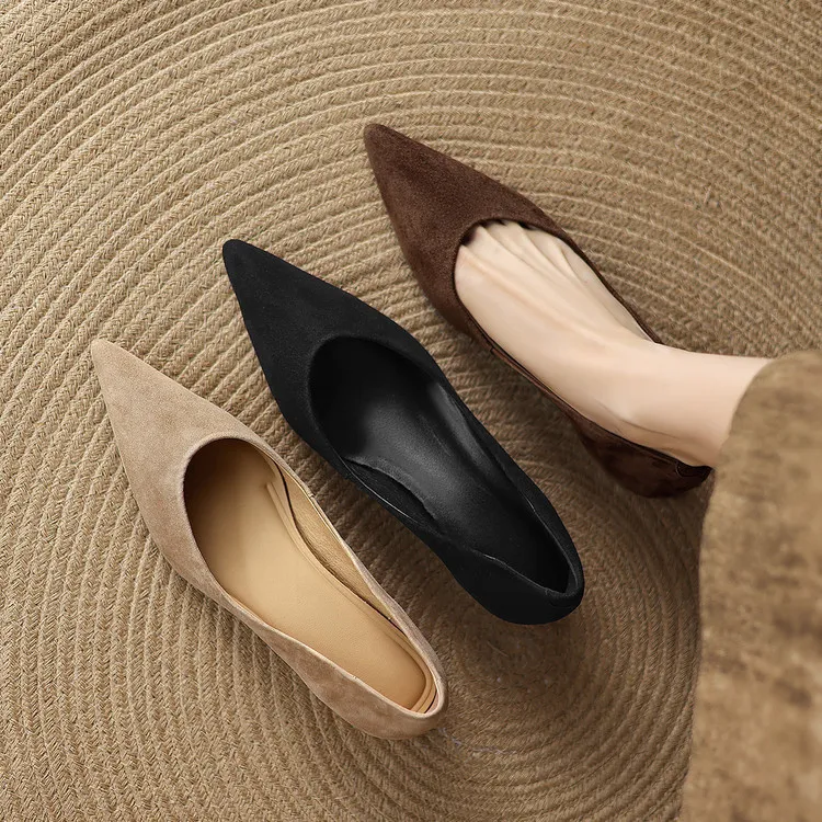 Early Spring Single Shoes Pointed Toe Wedge Heel Slip-on Fashion Women's Shoes 3-3r Fashion 3 Colors Low Mouth Shoes
