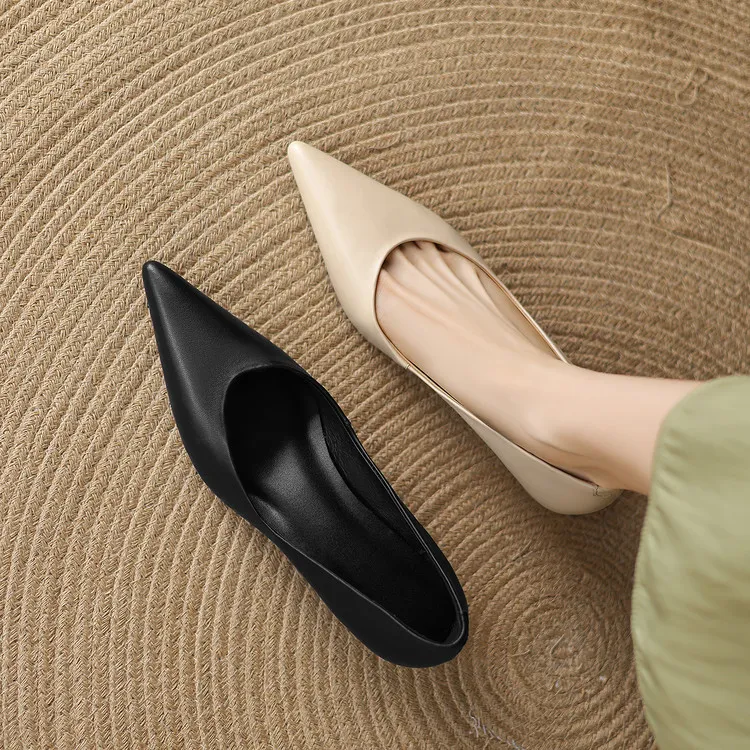 Early Spring Single Shoes Pointed Toe Wedge Heel Slip-on Fashion Women's Shoes 3-3r Fashion 3 Colors Low Mouth Shoes